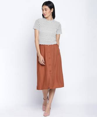 Troffer Brown button down women skirt 2