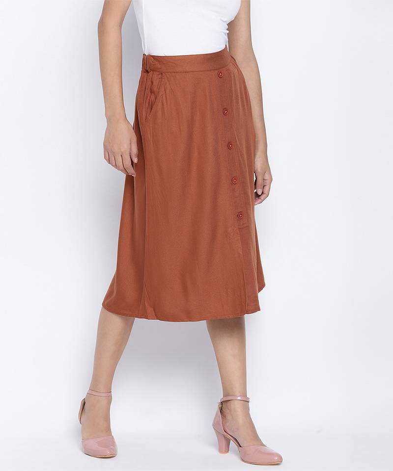 Troffer Brown button down women skirt