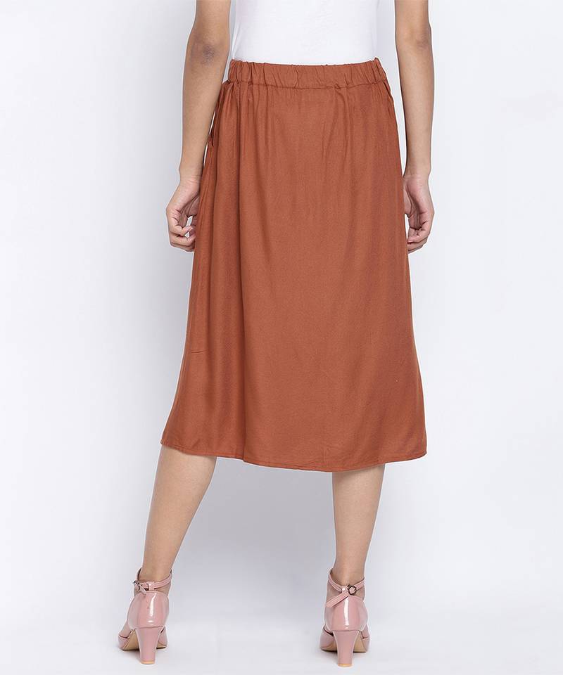 Troffer Brown button down women skirt