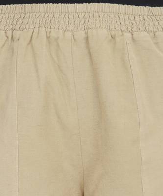 Basic Beige Women's Smocked waist Shorts 5