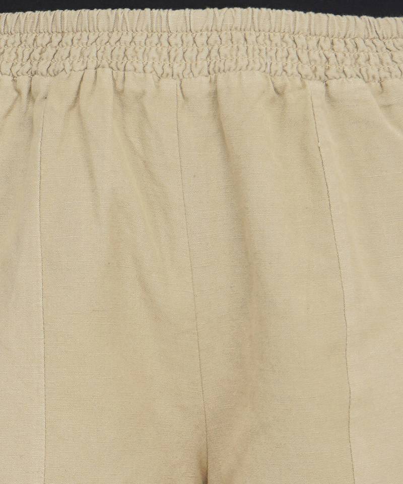 Basic Beige Women's Smocked waist Shorts