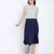 Zaffle solid Blue pleated women skirt