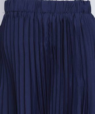 Zaffle solid Blue pleated women skirt 5