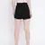 Dapper ritzy black elascticated casual women Linen shorts