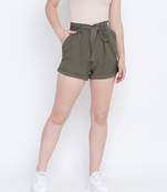 Crispy glint khaki causal women linen short
