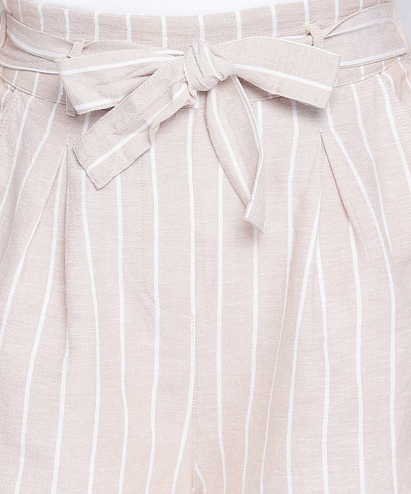 Oxolloxo Stripes on stripes casual women linen blend  shorts