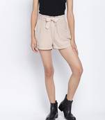 Cream dream trendy women linen blend shorts