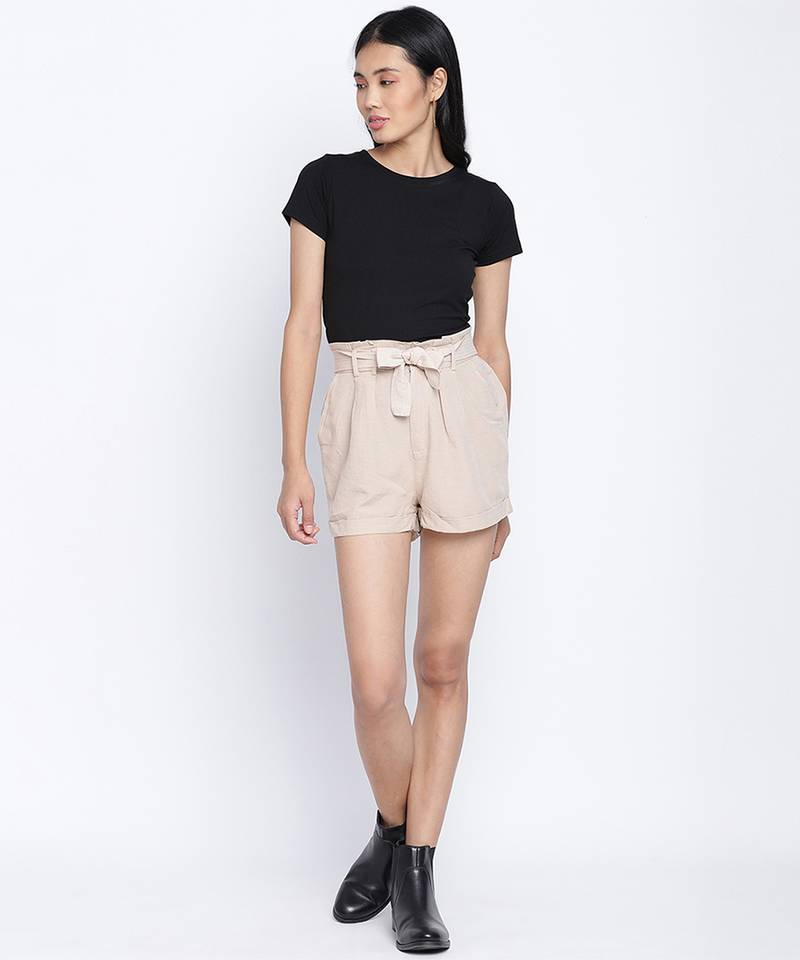 Cream dream trendy women linen blend shorts