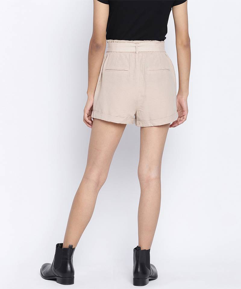 Cream dream trendy women linen blend shorts