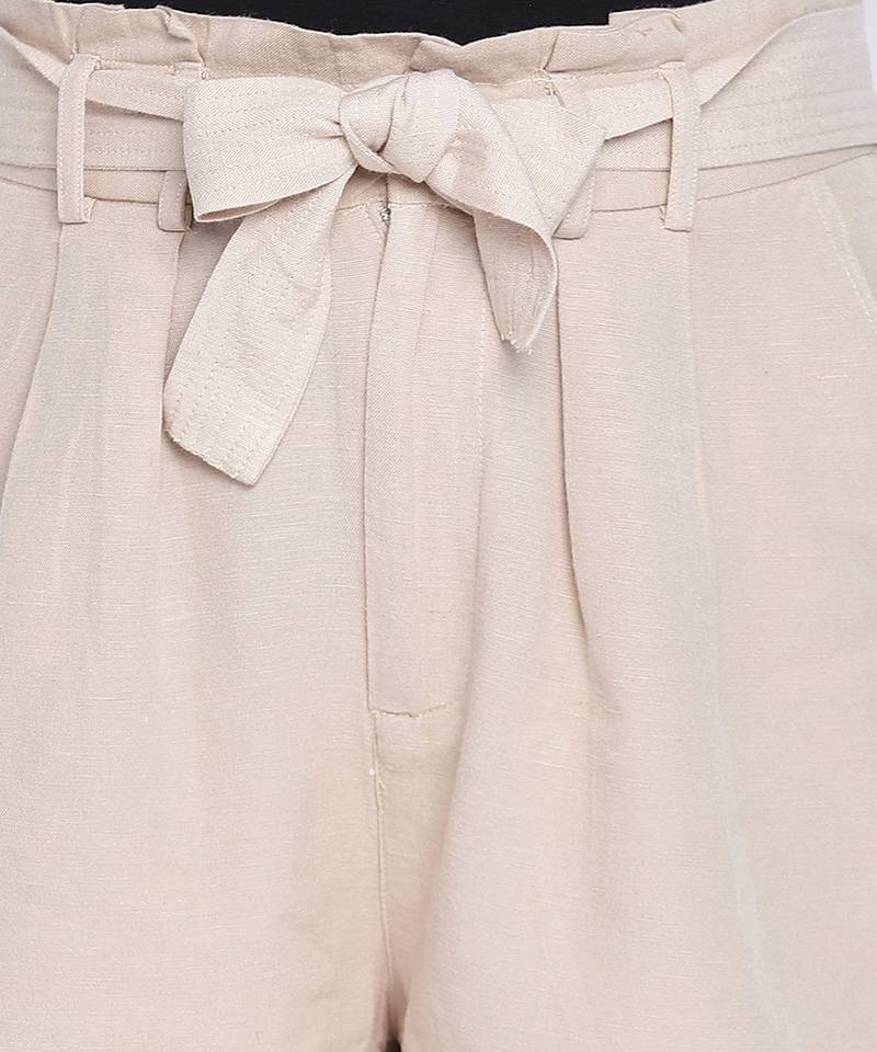 Cream dream trendy women linen blend shorts