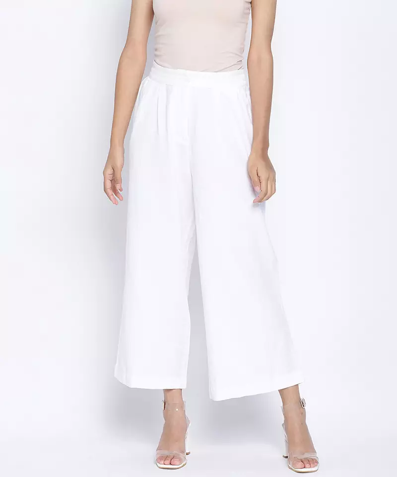 Oxolloxo Blanched white soft women linen blend pants