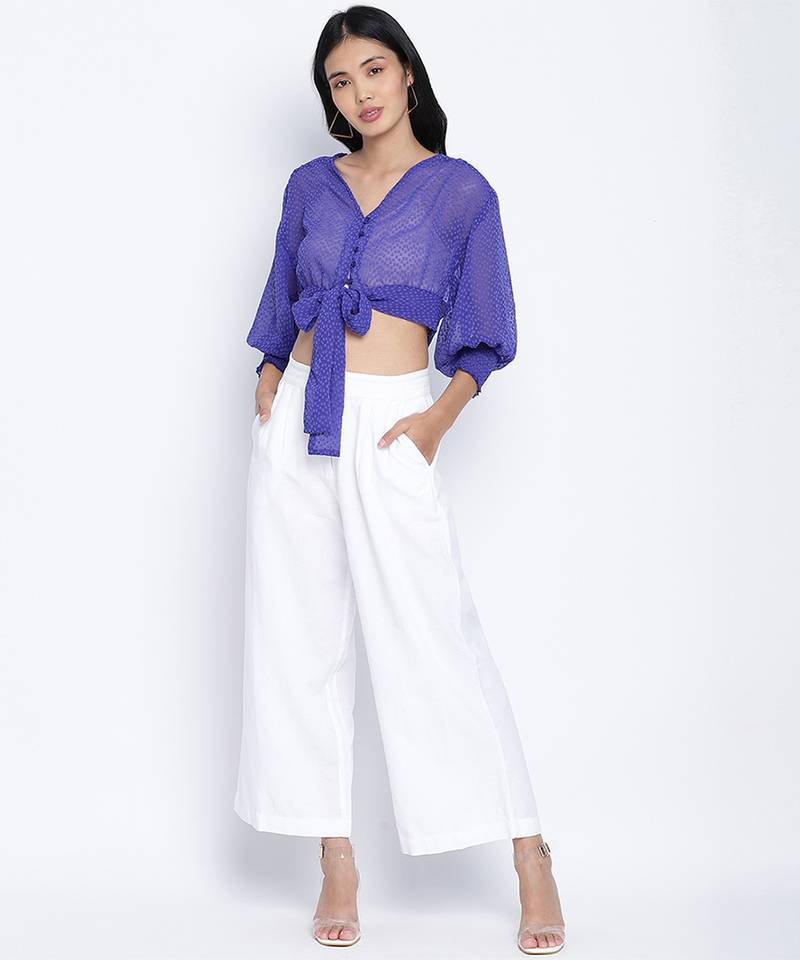 Oxolloxo Blanched white soft women linen blend pants