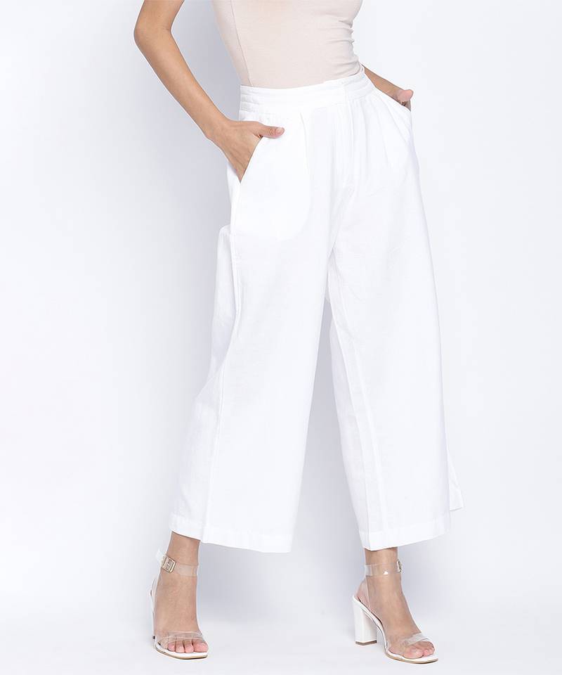 Oxolloxo Blanched white soft women linen blend pants