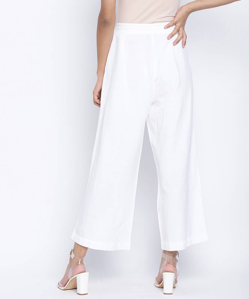 Oxolloxo Blanched white soft women linen blend pants