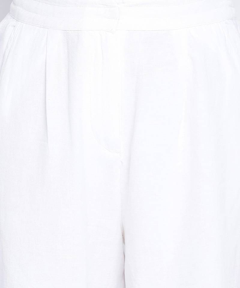 Oxolloxo Blanched white soft women linen blend pants
