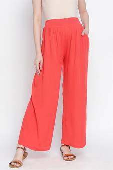 Ruby Red  flush maternity Smocking Waist pants
