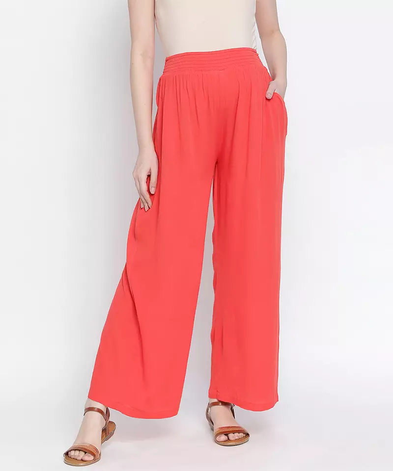 Ruby Red  flush maternity Smocking Waist pants