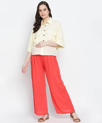 Ruby Red  flush maternity Smocking Waist pants 2