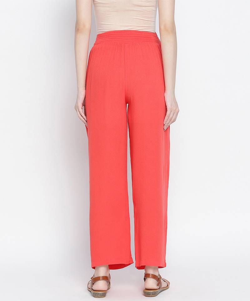 Ruby Red  flush maternity Smocking Waist pants