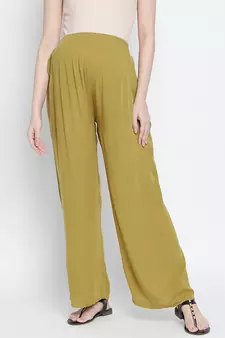 Young olive green maternity Smocking Waist pants