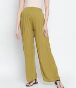 Young olive green maternity Smocking Waist pants