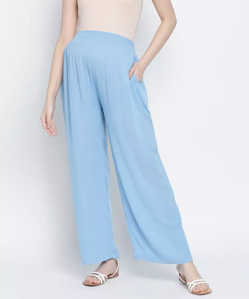 Blue soft  heart maternity Smocking Waist pants