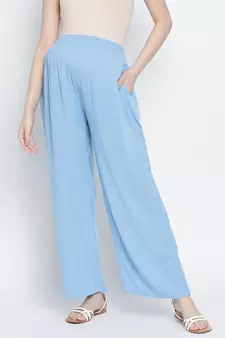 Blue soft  heart maternity Smocking Waist pants