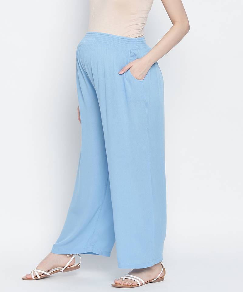 Blue soft  heart maternity Smocking Waist pants