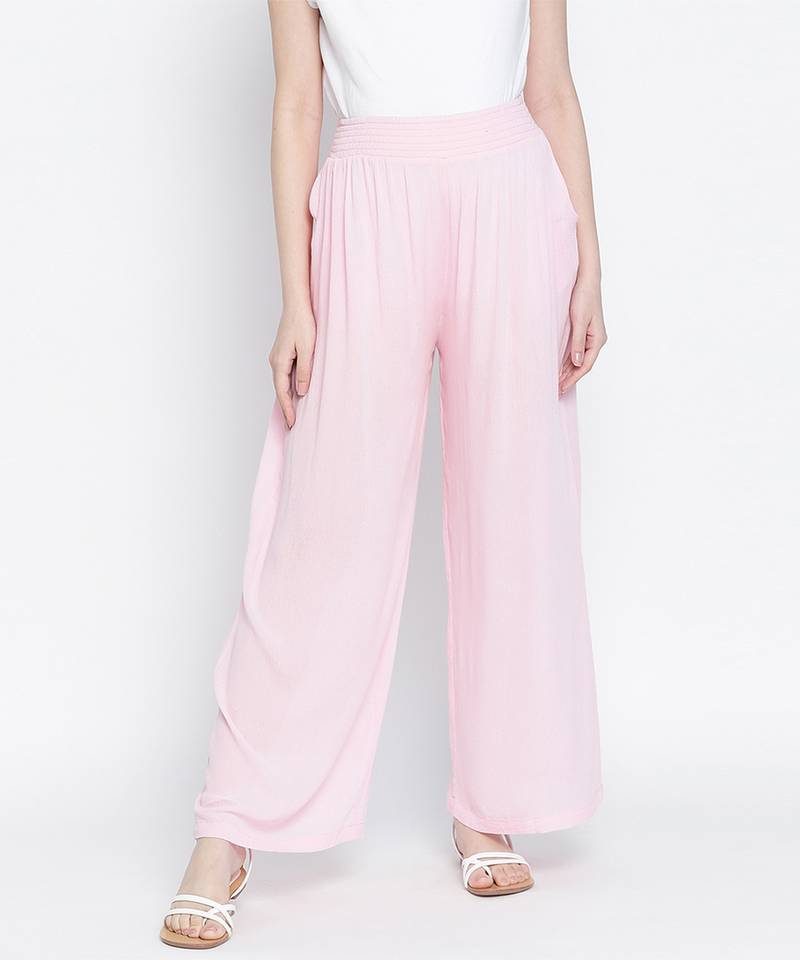 Baby  pastel pink maternity Smocking waist pants
