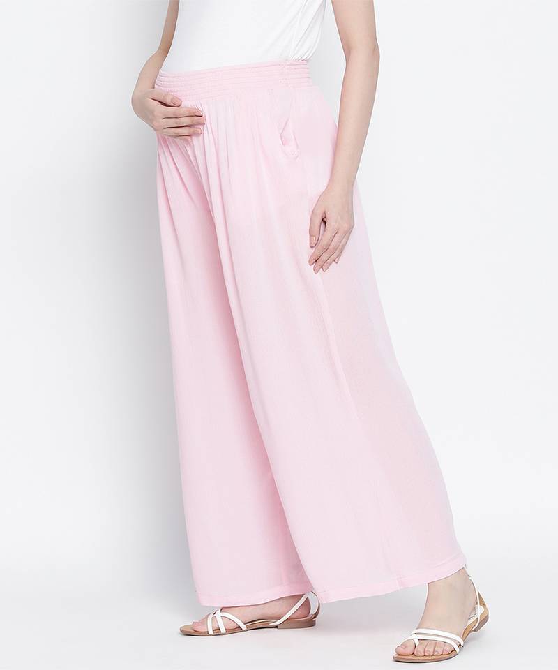 Baby  pastel pink maternity Smocking waist pants