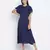 Warbler Soild Blue women Neck details dress