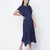Warbler Soild Blue women Neck details dress