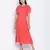 Flamboyant Red solid women neck details dress