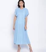 Ensholl Blubbee blue soild women dress