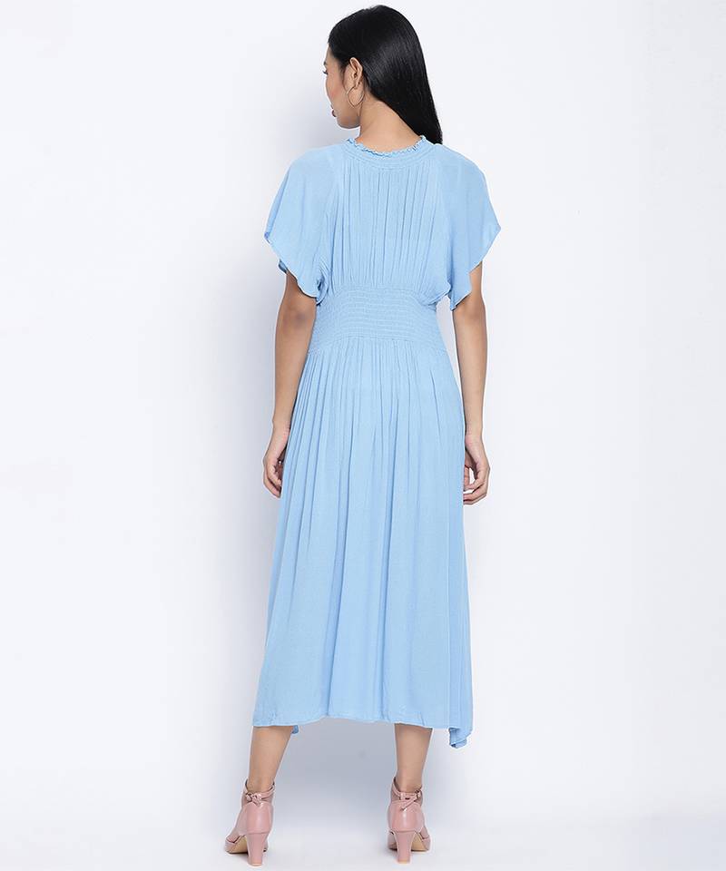 Ensholl Blubbee blue soild women dress