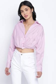 Outrageous purplezz overlapped  women crop shirt