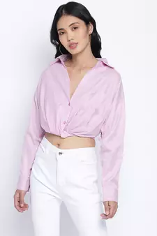 Outrageous purplezz overlapped  women crop shirt