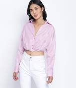 Outrageous purplezz overlapped  women crop shirt