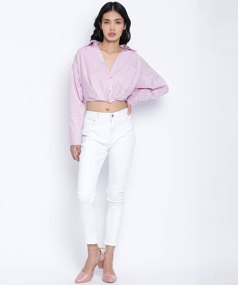 Outrageous purplezz overlapped  women crop shirt