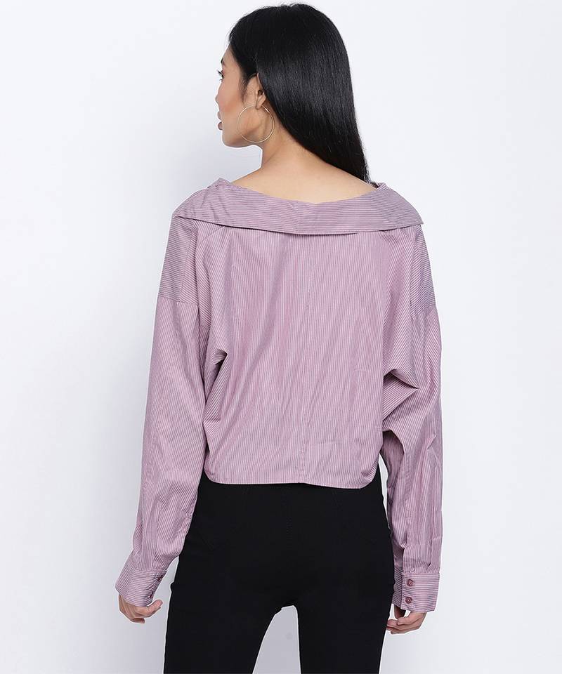 Tempted purple overlapped women crop shirt
