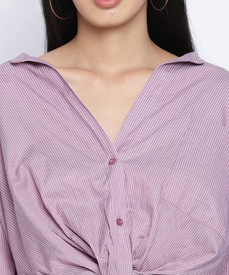 Tempted purple overlapped women crop shirt