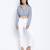 Bunnico Blue overlapped women crop shirt