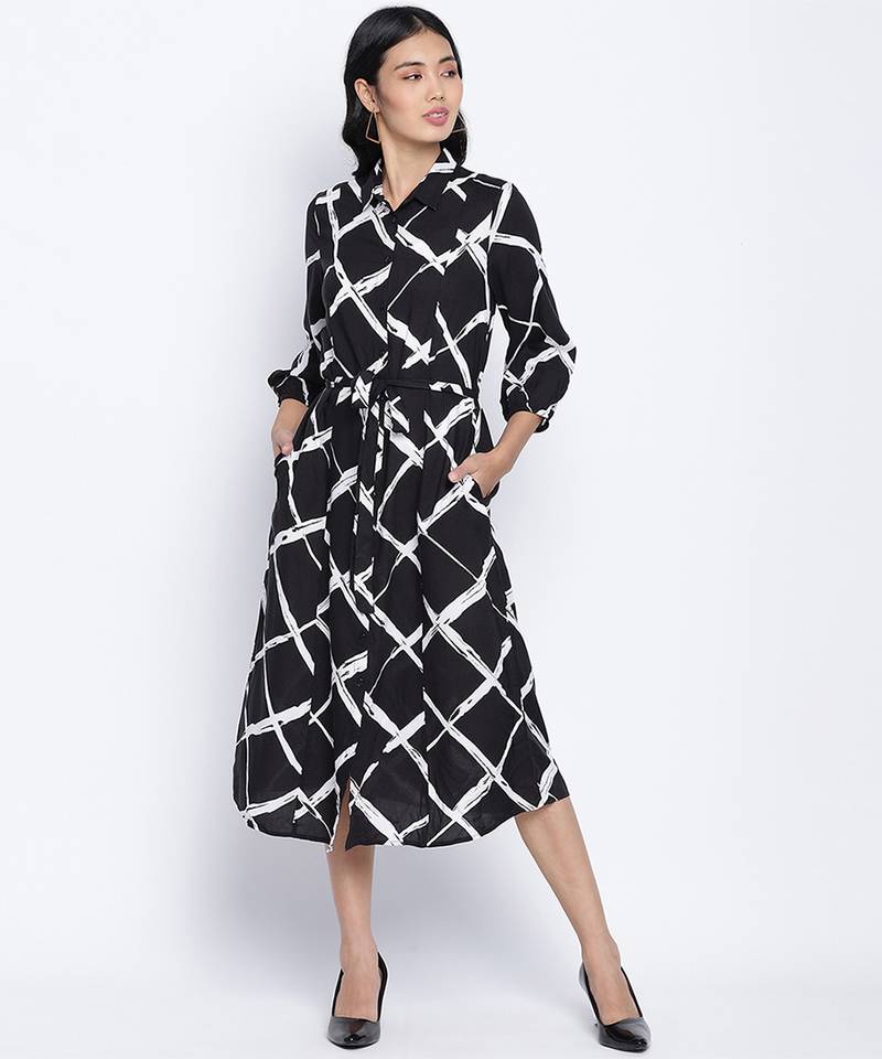 Stargaze Black button down women dress