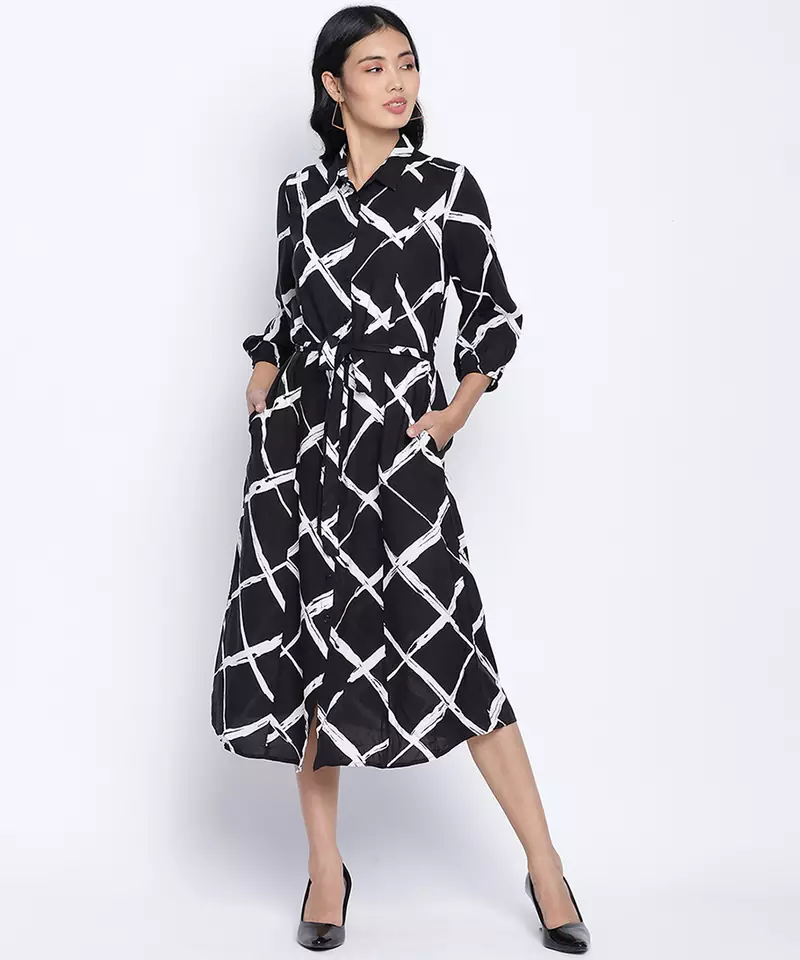Stargaze Black button down women dress