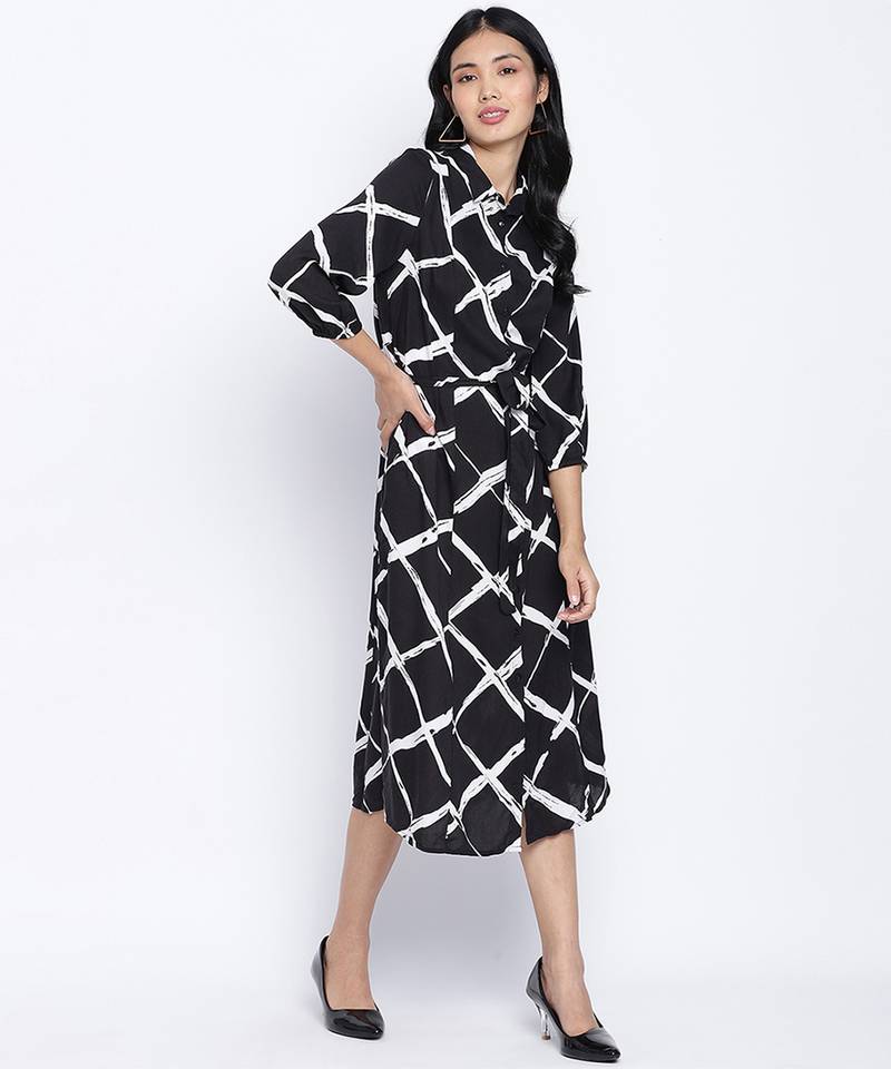 Stargaze Black button down women dress