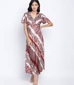 Saintly pure satin print women dress