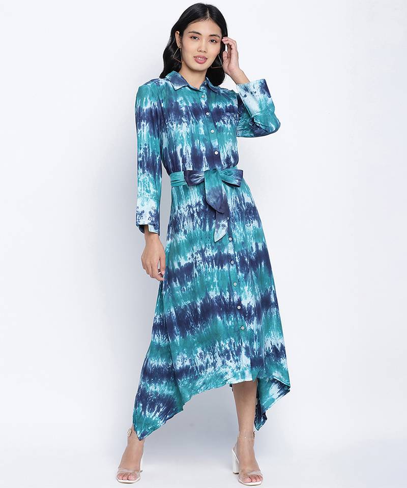 Divine Chic tig dye  button down women dress