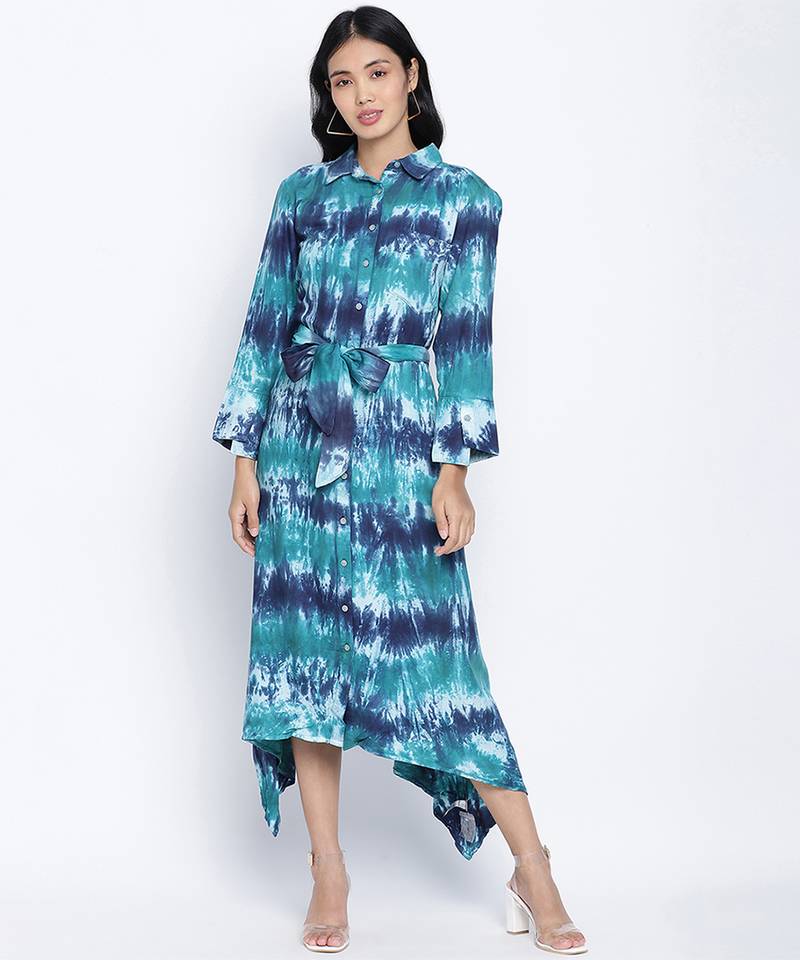 Divine Chic tig dye  button down women dress