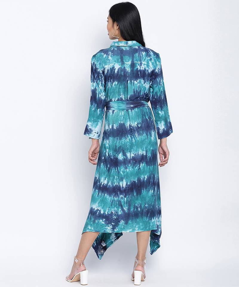 Divine Chic tig dye  button down women dress