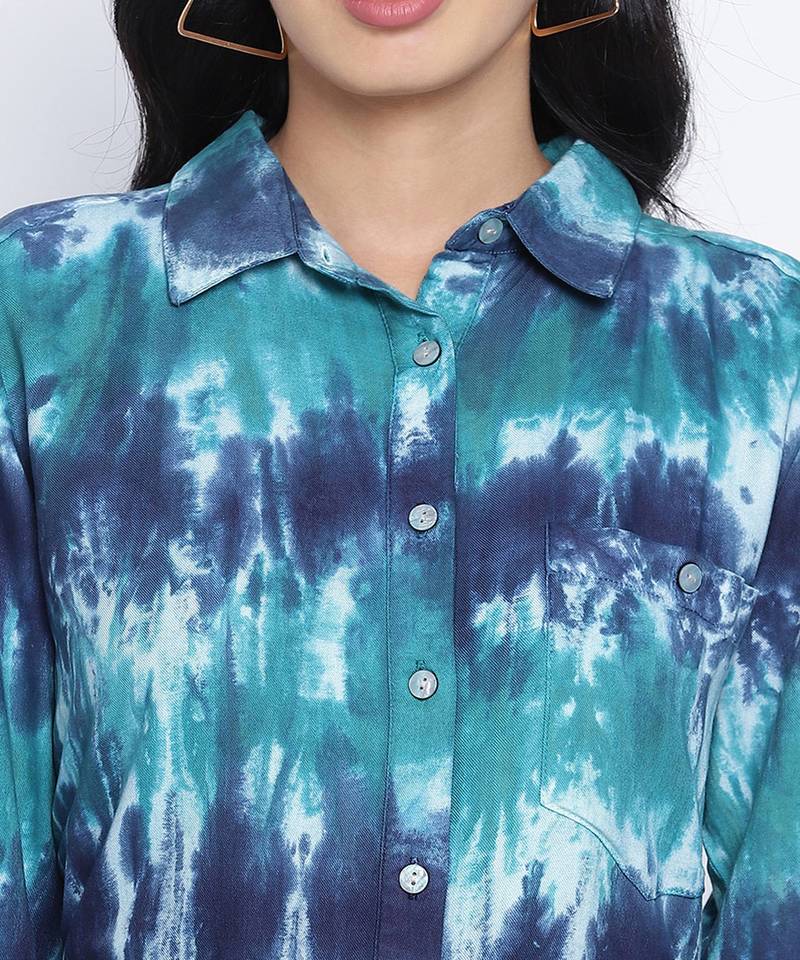 Divine Chic tig dye  button down women dress